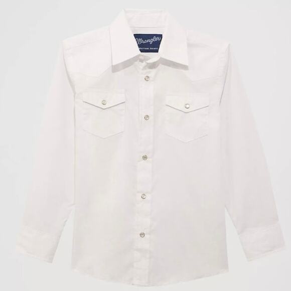 Wrangler Other - New Wrangler Boys Pearl Snap Long Sleeve Dress Shirt XXS 0-2 White Cowboy Rodeo